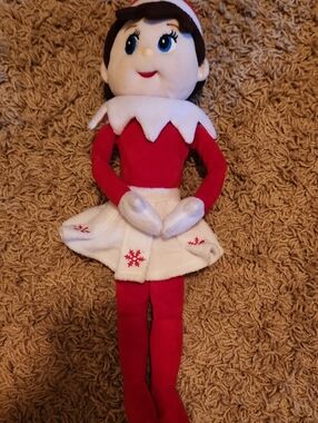 Girl Elf on the Shelf Inspired Plush Elf Doll - Red and White